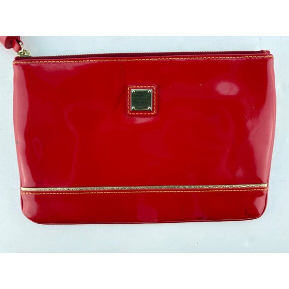 Dooney & Bourke Red Patent Leather Tassel Wristlet Clutch - Picture 3 of 14